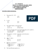 G. E. Society'S H. P. T. Arts and R. Y. K. Science College, Nasik. T.Y.B.Sc. (Mathematics) Semester Iv MT 341: Complex Analysis Question Bank Multiple Choice Questions