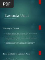 Economics Unit 1: Elasticity of Demand