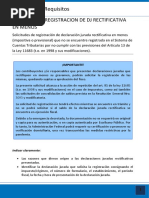 Solicitud de Registracion de DJ Rectificativa en Menos