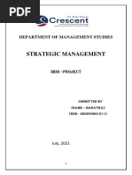 Strategic Management: Department of Management Studies