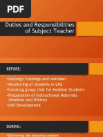 Duties and Responsibilities of Teachers