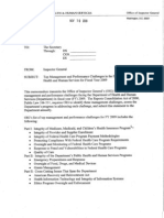 FY 2009 Top Management and Performance Challenges Identified by The Office of The Inspector General