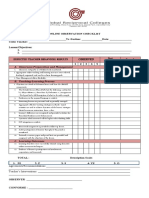 Observed: Expected Teacher Behavior/ Results Remarks