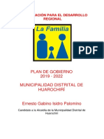 Plan de Gobierno 2019 - 2022 Municipalidad Distrital de Huarochirí