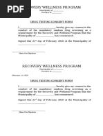 Recovery Wellness Program: Drug Testing Consent Form