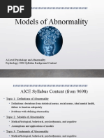 Models of Abnormality: A-Level Psychology and Abnormality Psychology-9990 Syllabus Background Content