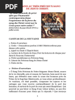 1er Jour - Neuvaine Au Très PRÉCIEUX SANG DE JESUS CHRIST