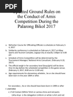 Updated Ground Rules On The Conduct of Arnis Competition During The Palarong Bikol 2017