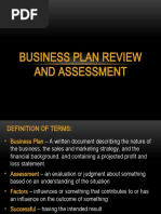 Business Plan Review and Assessment