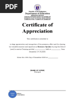 Certificate of Appreciation INSET Speaker