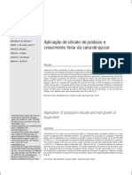 Aplicação de Silicato de Potássio e Crescimento Foliar Da Cana de Açucar