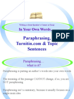 In Your Own Words: Paraphrasing, Sentences