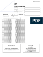 Supplementary Multiple-Choice Answer Sheet: Example Instructions