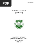 Ph.D. Course Work (Syllabus) : Faculty of Law Jamia Millia Islamia New Delhi 2018-19