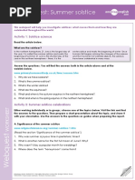 Summer Solstice Webquest - Worksheet