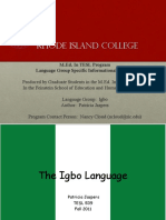 Rhode Island College: M.Ed. in TESL Program Language Group Specific Informational Reports