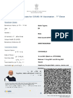 Covaxin 1st Dose Certificate