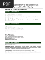 Eee 308 - Electrical Machines Ii: Course Particulars