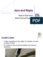 Credit Letters and Reply: Meeran Nabi Khan Abdus Samad Khawaja