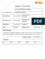 Assignment 1 Front Sheet: Qualification BTEC Level 4 HND Diploma in Business