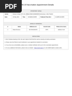 COVID-19 Vaccination Appointment Details: Center Date Time Preferred Time Slot