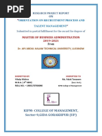 Master of Business Administration 2019-2021: Kipm-College of Management, Sector-9, GIDA GORAKHPUR (UP)