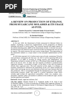 A Review On Production of Ethanol From Sugarcane Molasses & Its Usage As Fuel