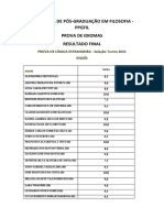 RESULTADO DA PROVA DE IDIOMA Turma 2021