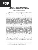 Origen o Esencia, Heidegger y La Concepcion Tradicional Del Lenguaje by