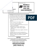 Models HSG 200 HSG 400 Gas Burners: Notice