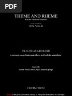 Theme and Rheme: From The Functional Grammar