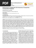 Performance of Selected Life Insurance Companies - Comparative Analysis