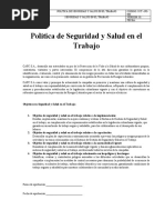 Sst-Po-000 Politica de Seguridad y Salud en El Trabajo