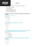 Ejercicio Unidad Expresiones Algebraicas