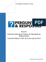 Perguntas e Respostas Sobre BPF, ANVISA, 07-06-2019. Segunda Versão