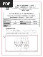 Guia 1 Tercer Periodo Funciòn Tangente Cotangente Secante y Cosecante - Trigonometria 10. Grado