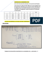 Ejercicio de Aplicación de Matrices en La Ingenieria Civil