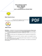 Saint Catherine Academy Suarez, Iligan City Grade - 8 English 1 Quarter Learner's Learning Resource Sheets Week 1 (Day 1 and Day 2)