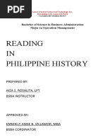 Reading IN Philippine History: Prepared By: Aiza S. Rosalita, LPT Bsba Instructor