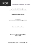 La Administración de Operaciones y Suministro