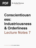 Conscientiousn Ess: Industriousness & Orderliness: Lecture Notes 7