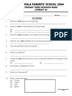 Kampala Parents' School 2004: Primary Three Revision Work Literacy 1A