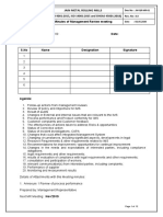 IMS (ISO 9001:2015, ISO 14001:2015 and OHSAS 45001:2018) Minutes of Management Review Meeting