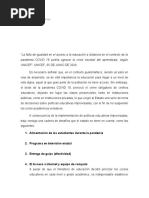 La Falta de Igualdad en El Acceso A La Educación A Distancia en El Contexto de La Pandemia COVID 19 Podría Agravar La Crisis Mundial Del Aprendizaje