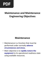 Maintenance and Maintenance Engineering Objectives