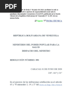 Resolución #090 de Fecha 1º de Junio de 2020normativa Sanitaria de Responsabilidad Social Ante La Pandemia Denominada Coronavirus (Covid-19)