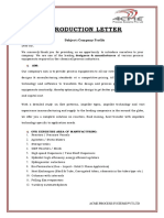 Introduction Letter: Subject: Company Profile