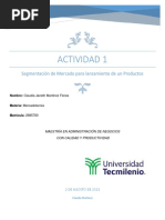 Actividad 1 Segmentación de Mercado para Lanzamiento de Un Producto