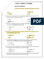 MCQ of Statistics & Probability: Measures of Central Tendencies and Dispersion