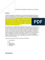 Examine The Figure and Explain The Function of Each Department in Relation To The Role of Operation Management